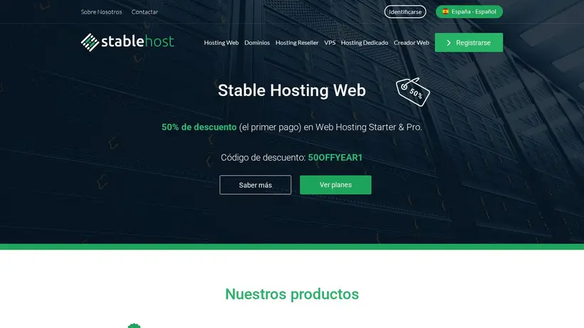 StableHost.es homepage screenshot
