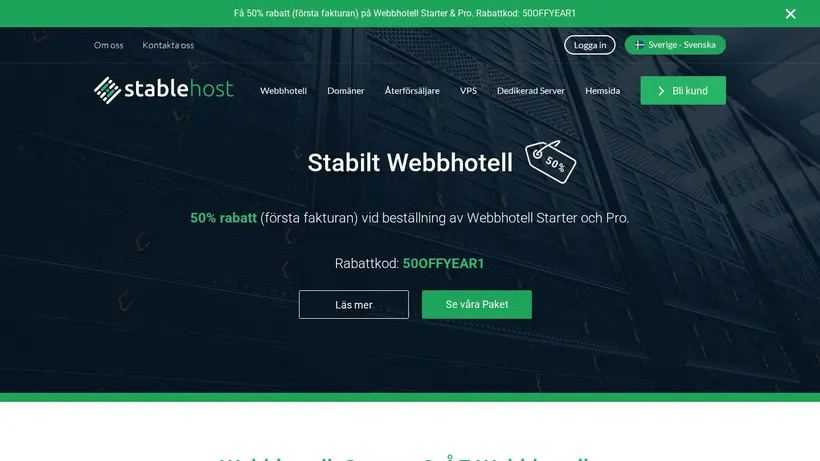 StableHost.se homepage screenshot