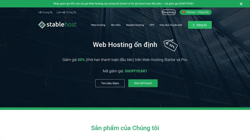 StableHost.vn homepage screenshot