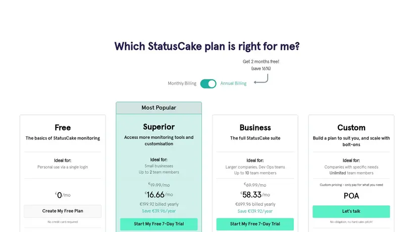 Status Cake homepage screenshot