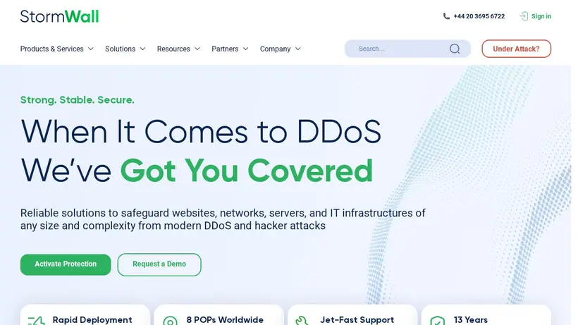 Stormwall Network homepage screenshot