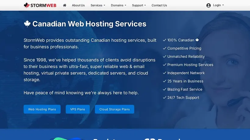 Storm Web Canada homepage screenshot