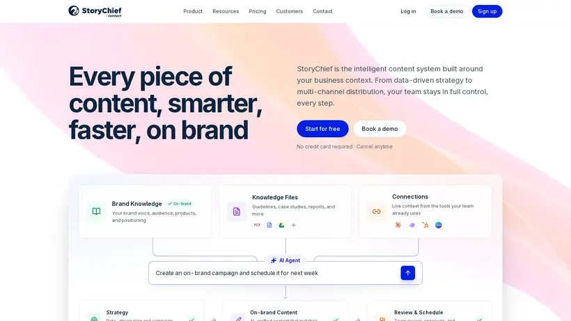 Story Chief homepage screenshot