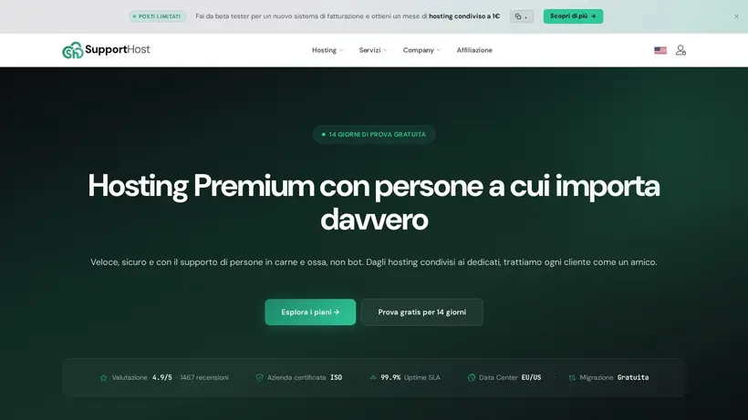 Support Host IT homepage screenshot