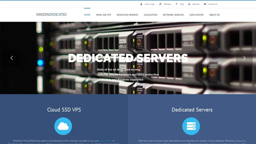 SwedenDedicated homepage screenshot