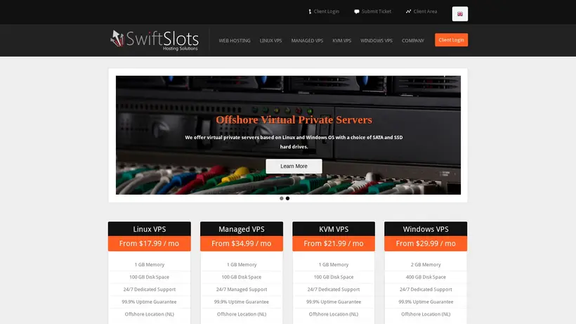 SwiftSlots homepage screenshot