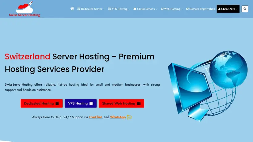 Swiss Server Hosting homepage screenshot