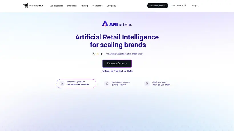 Teika Metrics homepage screenshot