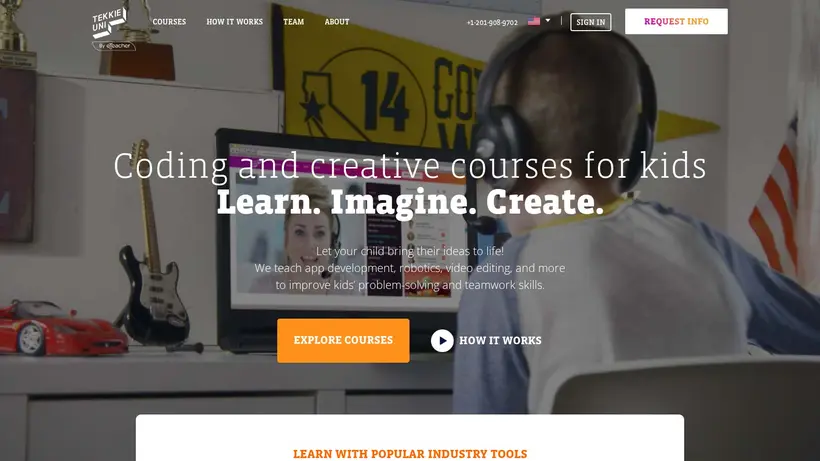TekkieUni homepage screenshot
