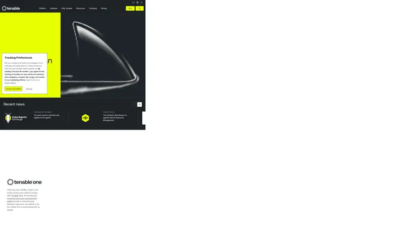 Tenable homepage screenshot