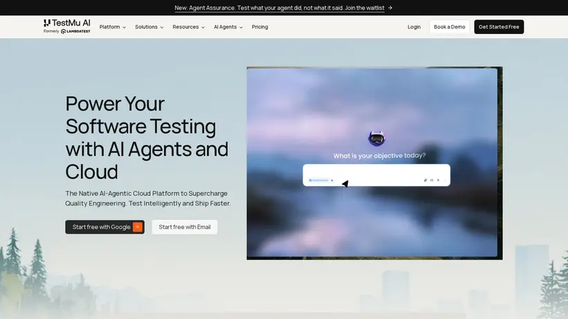 Testmuai homepage screenshot