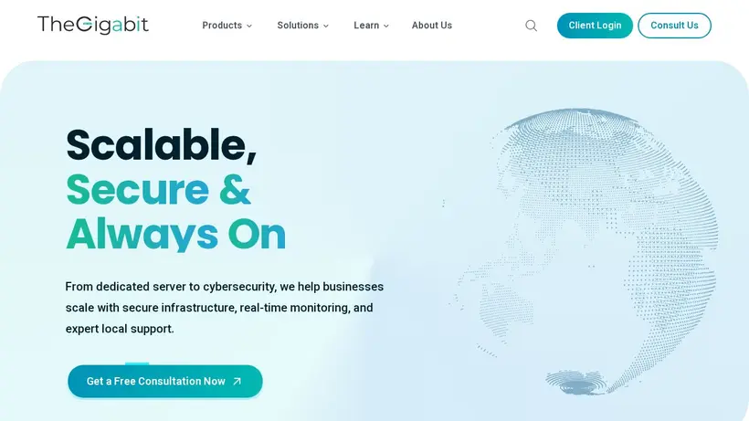 The Gigabit homepage screenshot