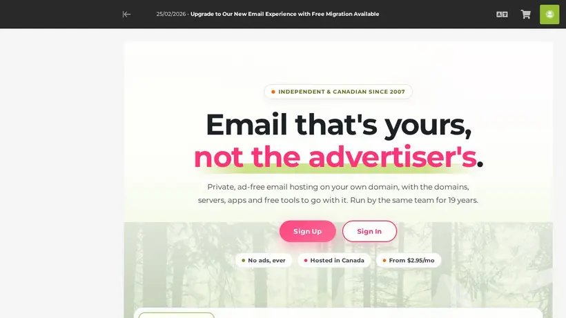 The XYZ homepage screenshot
