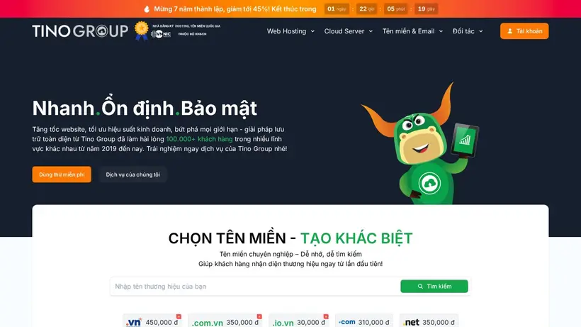Tino.vn homepage screenshot