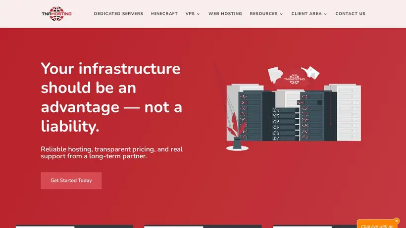 TNA Hosting homepage screenshot