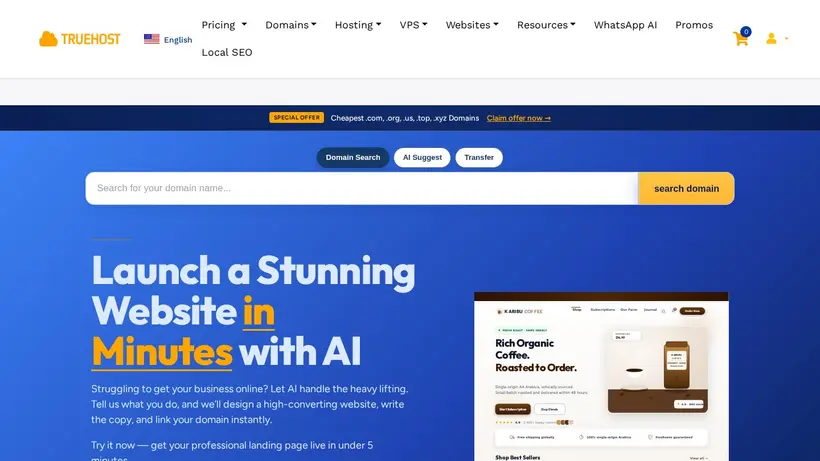 True Host homepage screenshot