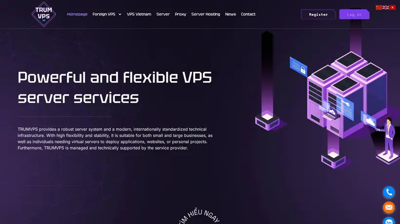 Trum VPS homepage screenshot