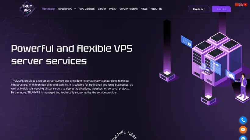 Trum VPS homepage screenshot