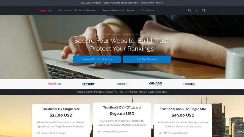 Trustico homepage screenshot