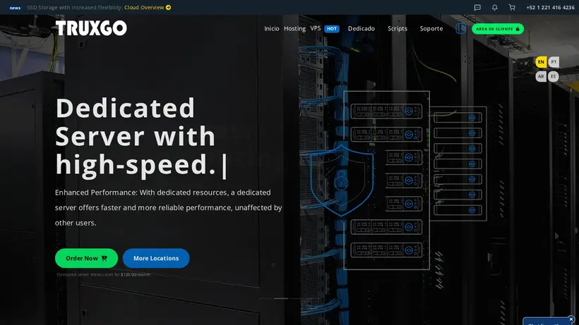 Truxgo Servers homepage screenshot