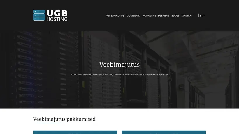 UGB Hosting homepage screenshot