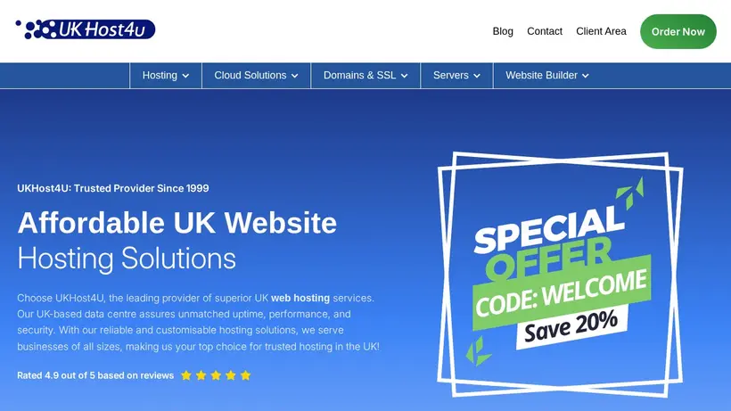 UKhost4u homepage screenshot