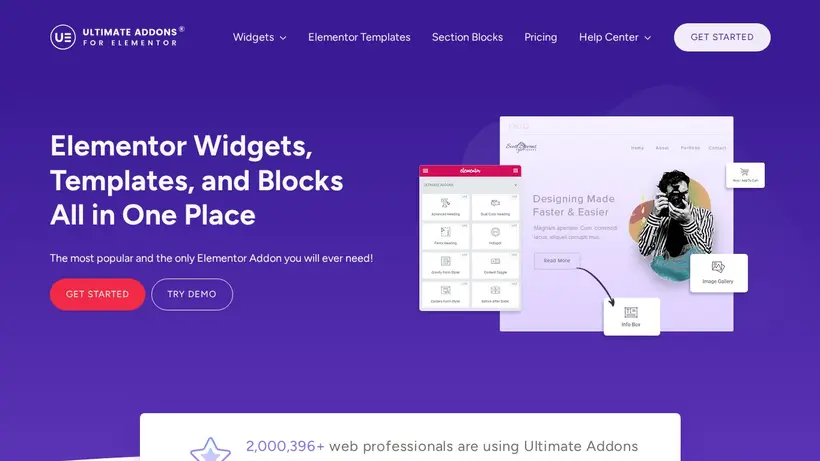 Ultimate Elementor homepage screenshot
