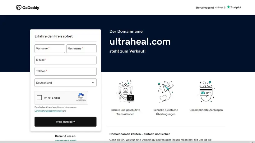 UltraHeal homepage screenshot