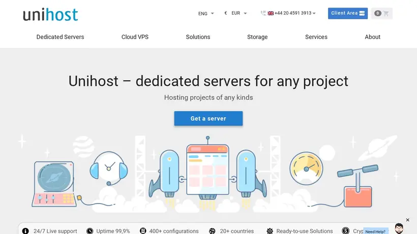 UniHost homepage screenshot
