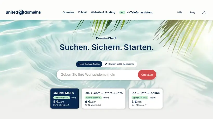 United-Domains homepage screenshot