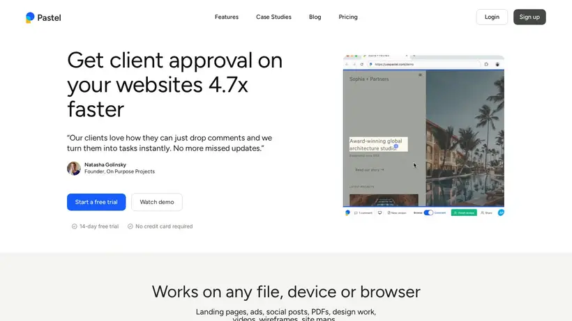 Use Pastel homepage screenshot