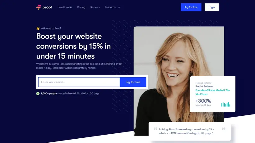 Use Proof homepage screenshot