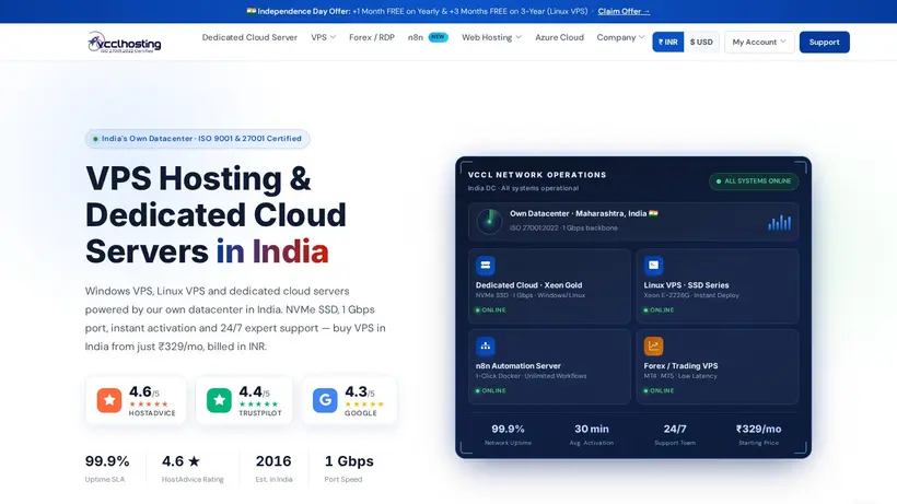 VCCL Cloud homepage screenshot