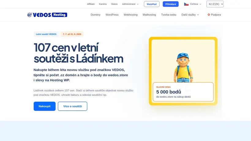 Wedos Czech homepage screenshot