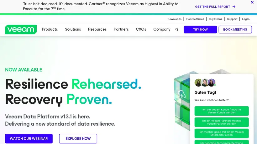 Veeam homepage screenshot