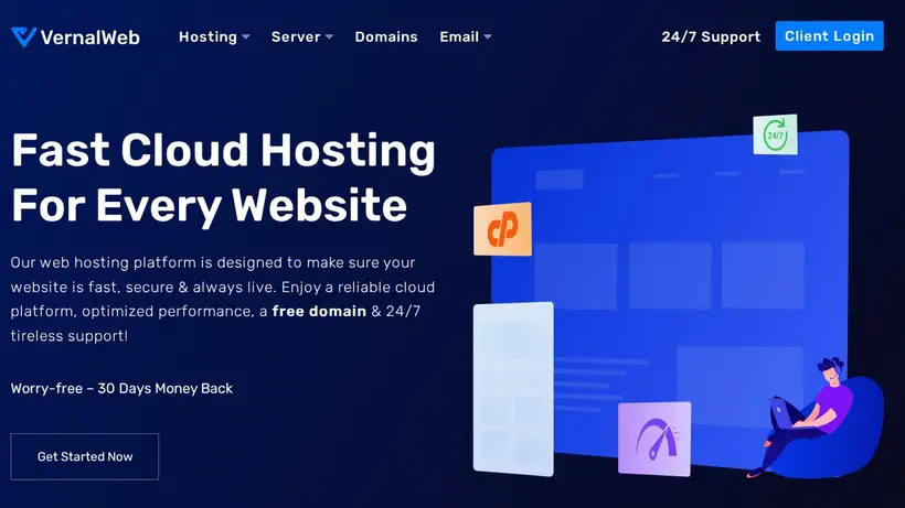 VernalWeb homepage screenshot