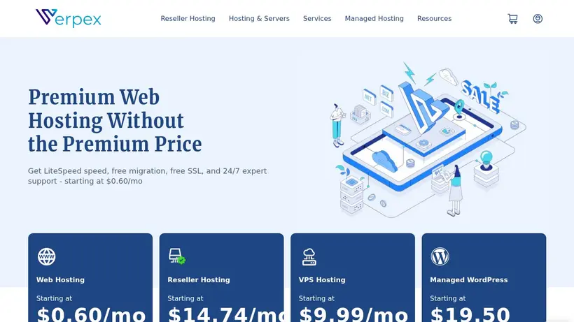 Verpex homepage screenshot