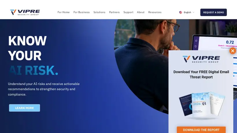 Vipre.com homepage screenshot