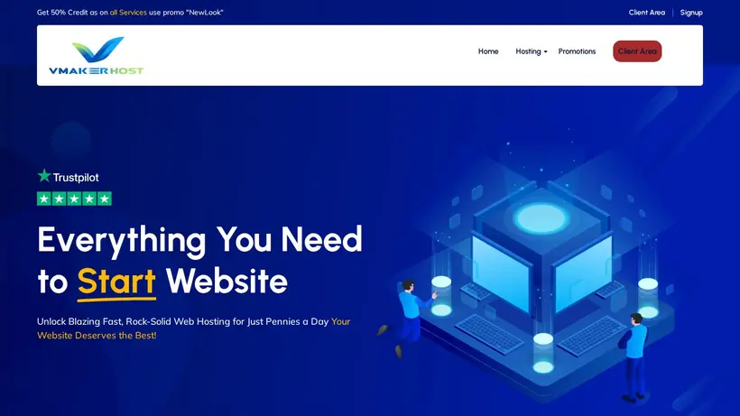 VMakerHOST homepage screenshot