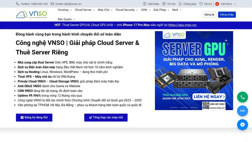 VNSO homepage screenshot