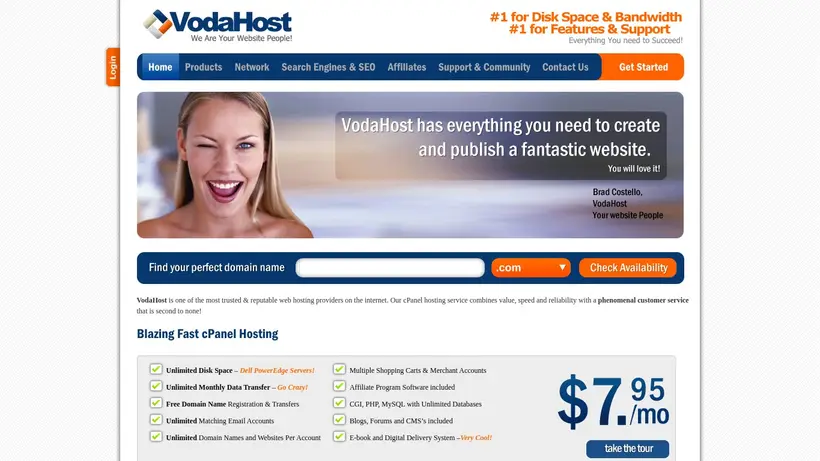 VodaHost homepage screenshot