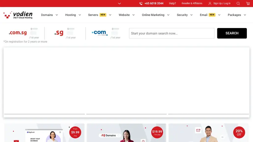Vodien homepage screenshot