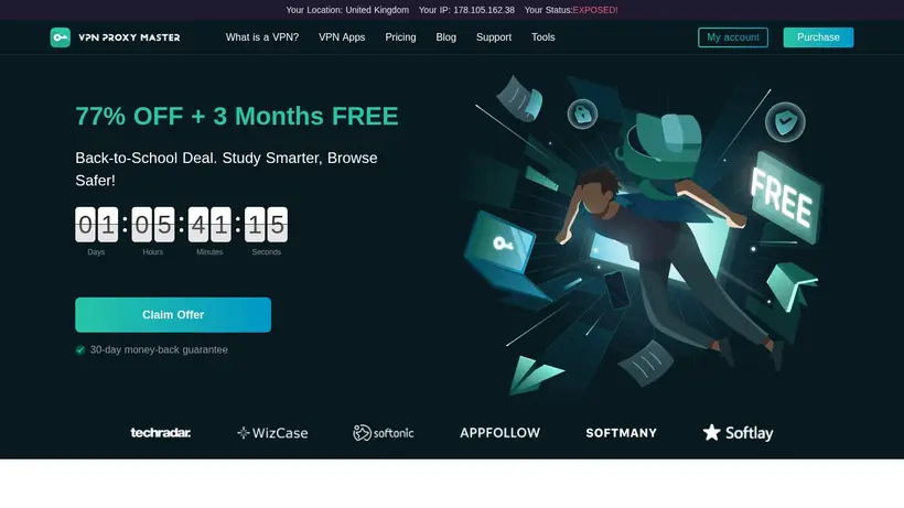VPN Proxy Master homepage screenshot