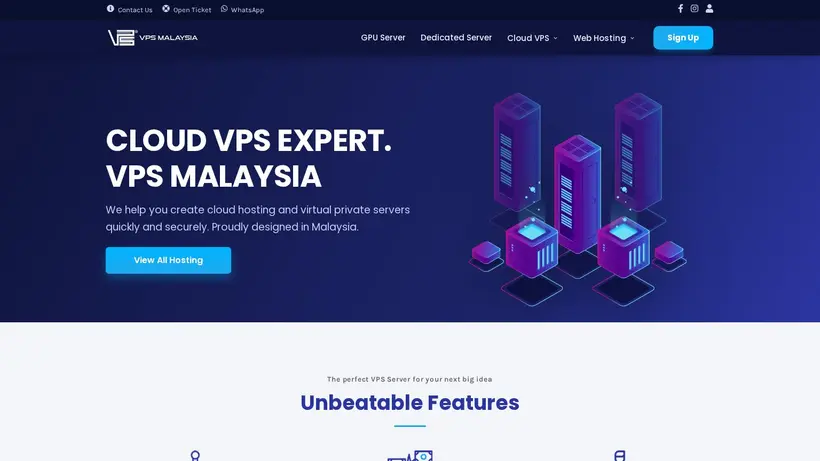 VPSMalaysia homepage screenshot