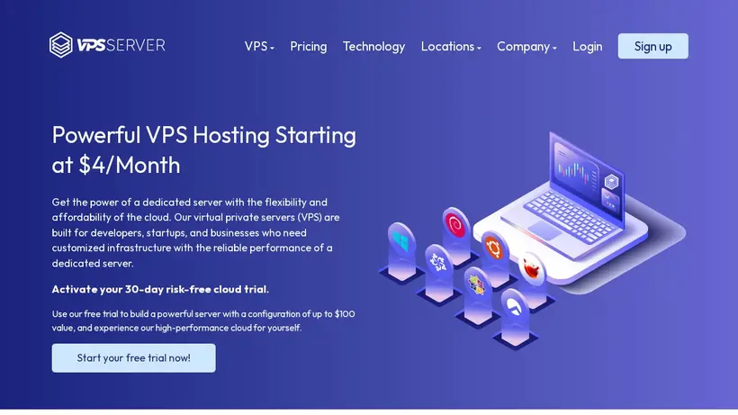 VPSServer homepage screenshot
