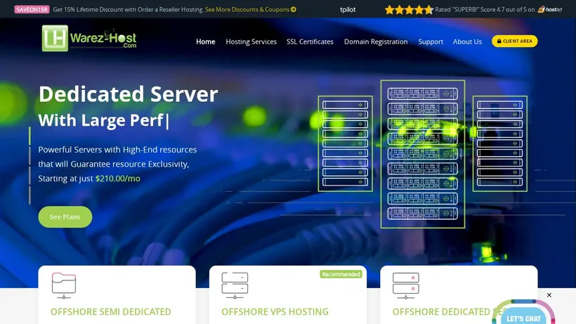 Warez Host homepage screenshot