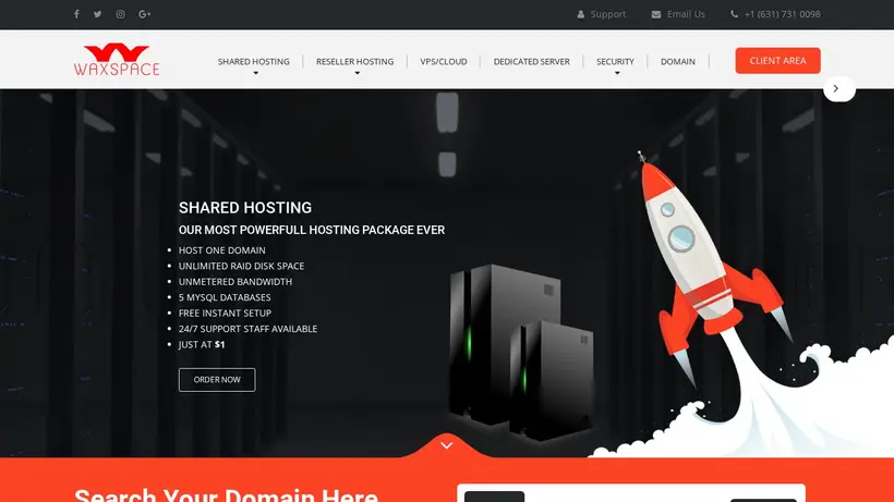 Waxspace homepage screenshot