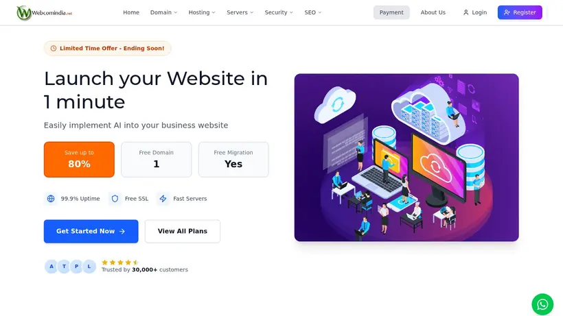 Web Com India homepage screenshot