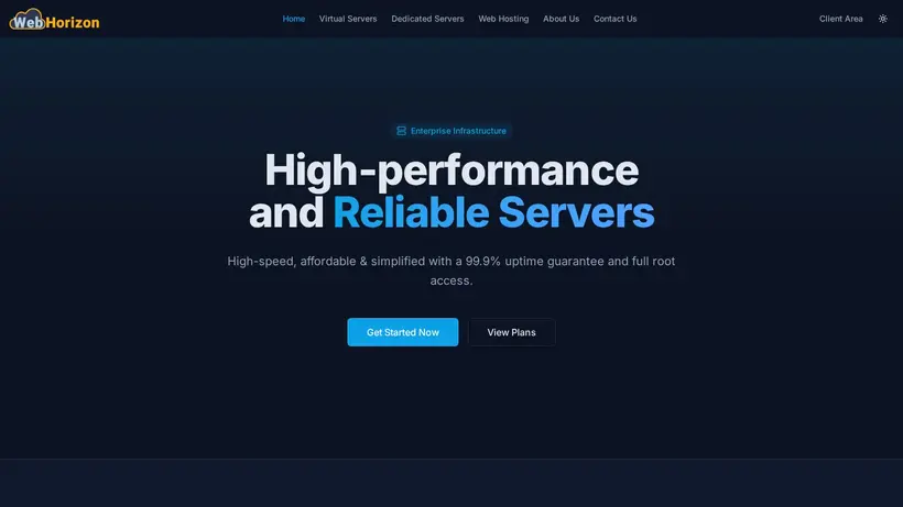 Web Horizon homepage screenshot