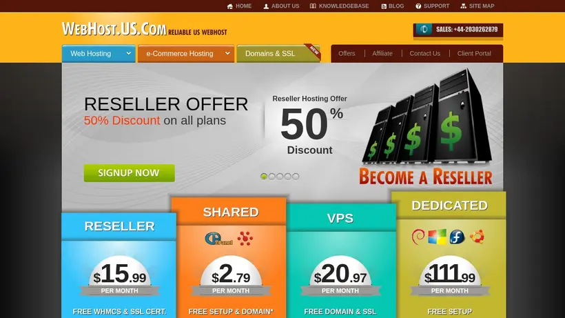 Web Host US homepage screenshot
